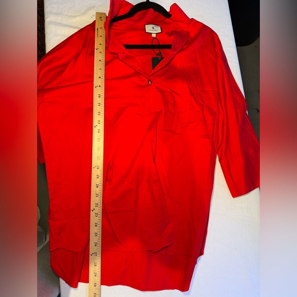 Tuckernuck Vibrant Red Women's Blouse - Picture 4 of 5